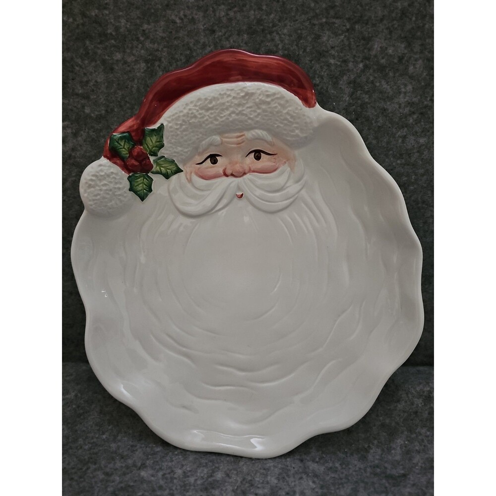 Fitz And Floyd Vtg Santa Cookie/Appetizer Plate Stamped 1989 EUC Jolly St. Nick